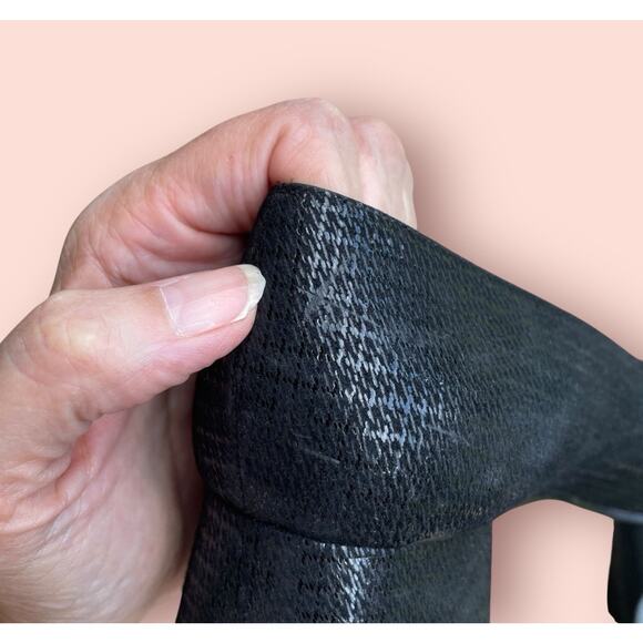 STUART WEITZMAN Black Lines Suede Vintage 90s Low Heel Pumps Square Toe Sz 9.5 - Picture 12 of 14